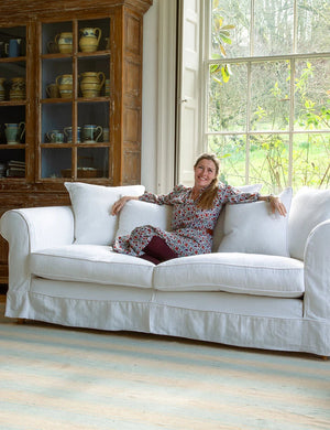 Barton Large Sofa with Scatter Cushions in Cotton Linen Snow Drop - Made to Order