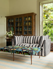 Coco 2.5 seater sofa with Self Piped Knife Edge cushion in Charcoal Stripes - Made to Order