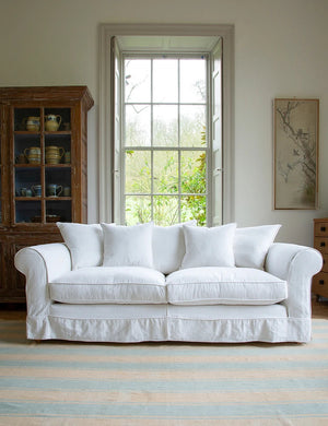 Barton Large Sofa with Scatter Cushions in Cotton Linen Snow Drop - Made to Order