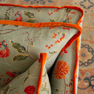 Coco 2.5 seater sofa with Contrast Piped Knife Edge cushion in Andrew Martin Wildwood Duck Egg - Made to Order