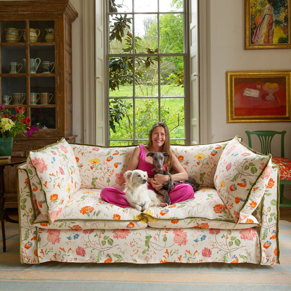 Coco 2.5 seater sofa with Contrast Piped Knife Edge cushion in