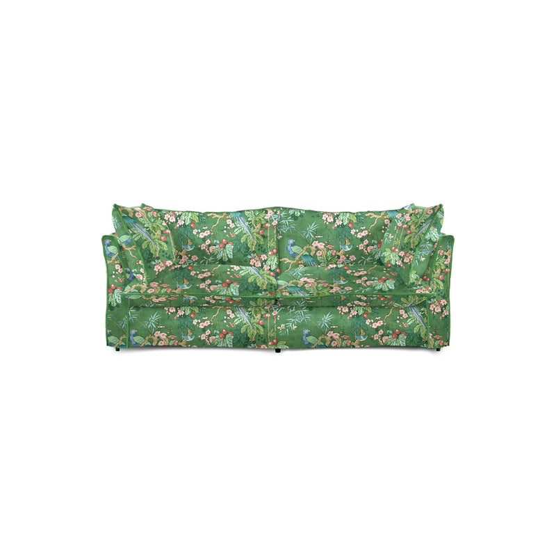 Coco 2.5 seater sofa with Knife Edge cushion in Belleville Juniper with Velvet Trim - Made to Order