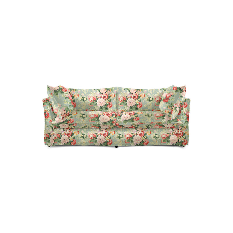 Coco 2.5 seater sofa with Knife Edge cushion in English Garden Grey Skies - Made to Order