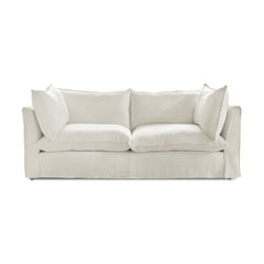 Coco 3 seater sofa with Self Piped Knife Edge cushion in Cotton Linen Cool Coconut - Made to Order