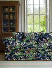 Salthrop Large Sofa with Scatter Cushions in Belleville Navy with Velvet Trim - Made To Order