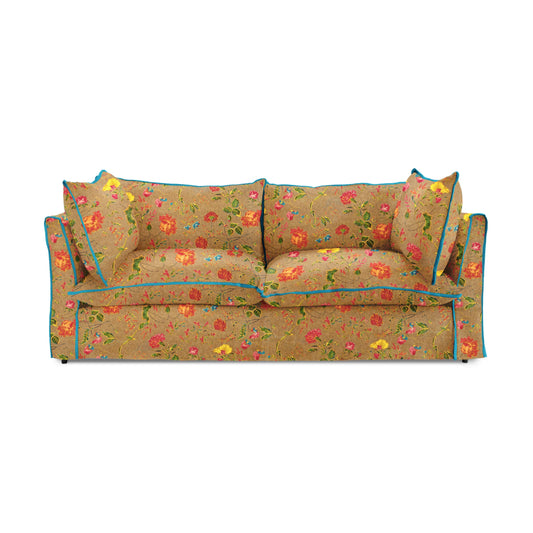 Coco 3 seater sofa with Contrast Piped Knife Edge cushion in Andrew Martin Wildwood Twig - Made to Order (Available for quick ship)