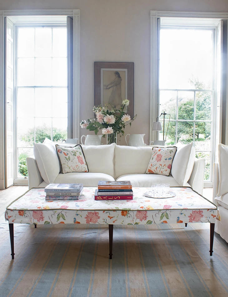 Coco Large Coffee Table Contrast Piped in Andrew Martin Wildwood Ivory - Made to Order
