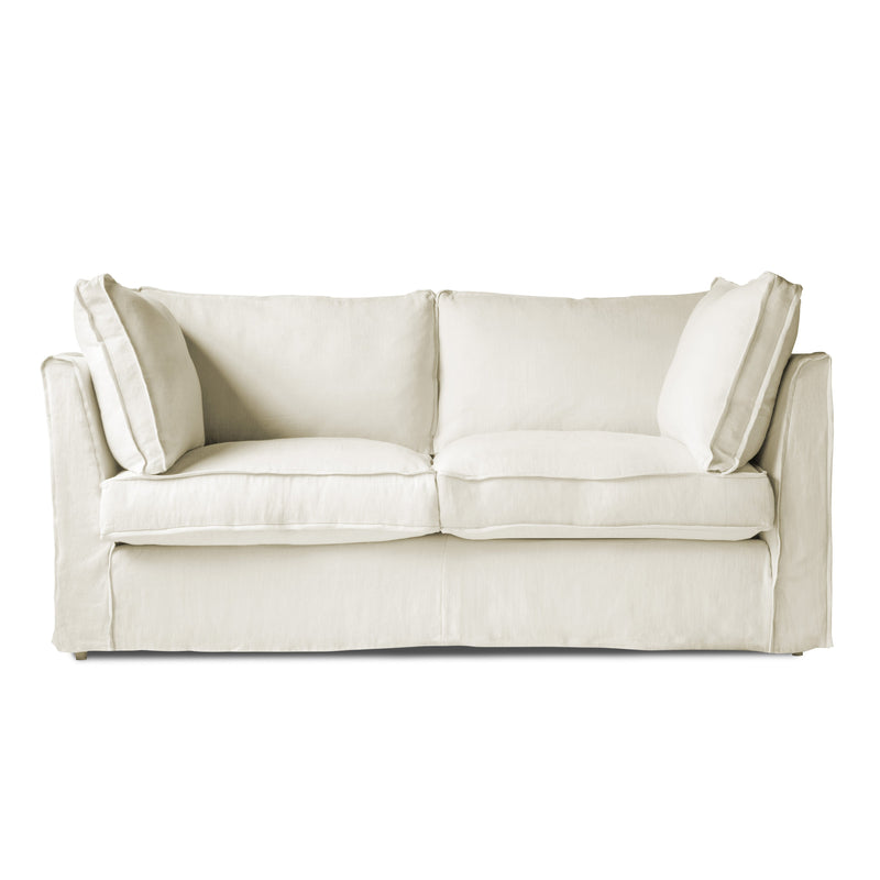 Coco 2.5 seater sofa with Self Piped Box Edge cushion in Cotton Linen Cool Coconut - Made to Order