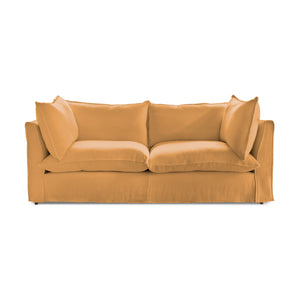 Coco 3 seater sofa with Self Piped Knife Edge cushion in Cotton Linen Sunflower - Made to Order