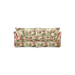 Coco 2.5 seater sofa with Knife Edge cushion in Albertine Classic Rose with Carnelian Velvet Trim - Made to Order