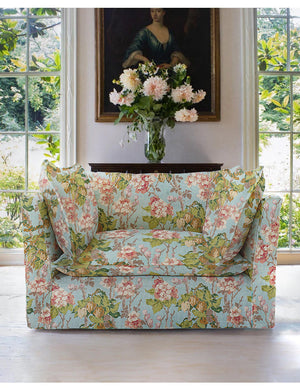Coco Loveseat with Self Piped Knife Edge cushion in Andrew Martin Midsummer Sky - Made to Order