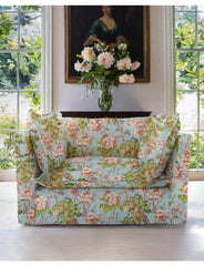 Coco Loveseat with Self Piped Knife Edge cushion in Andrew Martin Midsummer Sky - Made to Order