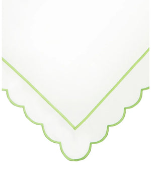 Green Scalloped Super King Size Duvet Cover & 2 Super King Pillowcases Set
