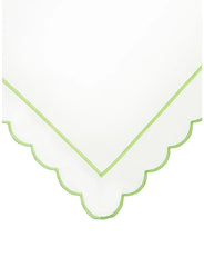 Green Scalloped Super King Size Duvet Cover & 2 Super King Pillowcases Set
