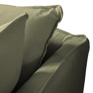 Coco 2.5 seater sofa with Knife Edge cushion in Sage Linen - Made to Order