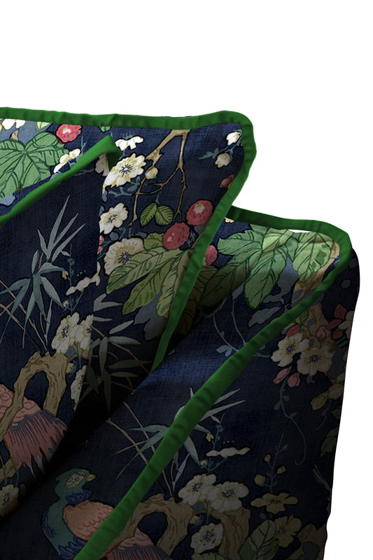 Coco 2.5 seater sofa with Knife Edge cushion in Belleville Navy with Velvet Trim - Made to Order