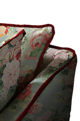 Coco 2.5 seater sofa with Knife Edge cushion in English Garden Grey Skies with Velvet Trim - Made to Order