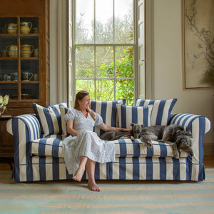 Barton Large Sofa with Scatter Cushions in Stripes Sea Holly - Made to Order