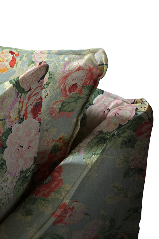 Coco 2.5 seater sofa with Knife Edge cushion in English Garden Grey Skies - Made to Order