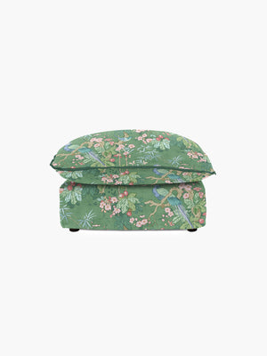 Cocobella Footstool in Belleville Juniper with Pine Velvet Trim