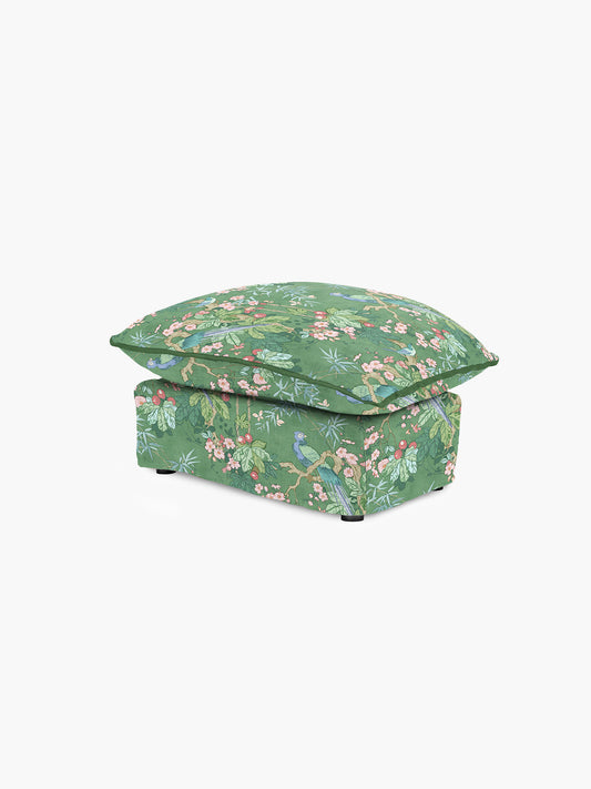 Cocobella Footstool in Belleville Juniper with Pine Velvet Trim
