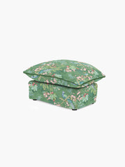 Cocobella Footstool in Belleville Juniper with Pine Velvet Trim