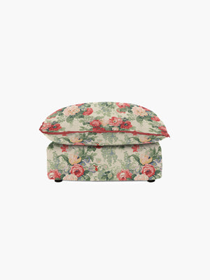 Cocobella Footstool in English Garden Classic Rose with Rosewood Velvet Trim