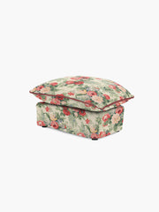 Cocobella Footstool in English Garden Classic Rose with Rosewood Velvet Trim