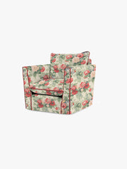 Cocobella Armchair in English Garden Classic Rose with Rosewood Velvet Trim