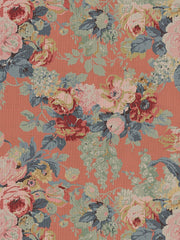 Cocobella Armchair in English Garden Coral Orange with Lagoon Velvet Trim