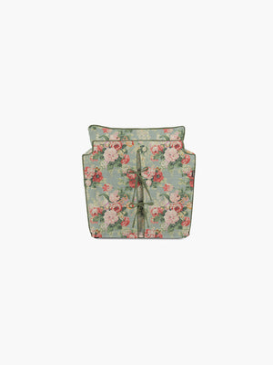 Cocobella Armchair in English Garden Grey Skies with Green Tea Velvet Trim