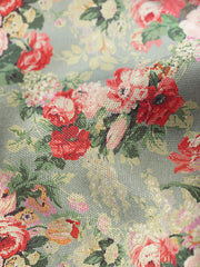 Cocobella Armchair in English Garden Grey Skies with Green Tea Velvet Trim