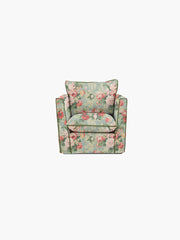 Cocobella Armchair in English Garden Grey Skies with Green Tea Velvet Trim