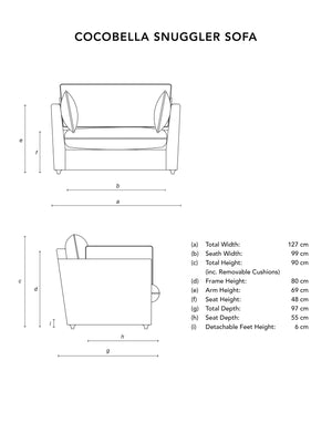 Cocobella Loveseat in Belleville Juniper with Pine Velvet Trim
