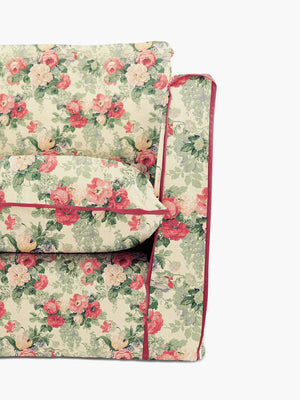 Cocobella Loveseat in English Garden Classic Rose with Rosewood Velvet Trim