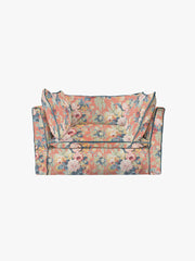 Cocobella Loveseat in English Garden Coral Orange with Lagoon Velvet Trim