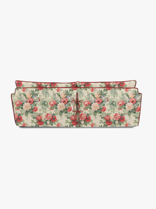 Cocobella 3.5 Seater Sofa in English Garden Classic Rose with Rosewood Velvet Trim