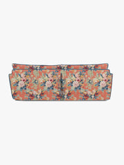 Cocobella 3.5 Seater Sofa in English Garden Coral Orange with Lagoon Velvet Trim