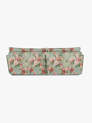 Cocobella 3.5 Seater Sofa in English Garden Grey Skies with Green Tea Velvet Trim