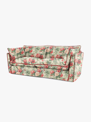 Cocobella 3 Seater Sofa in English Garden Classic Rose with Rosewood Velvet Trim