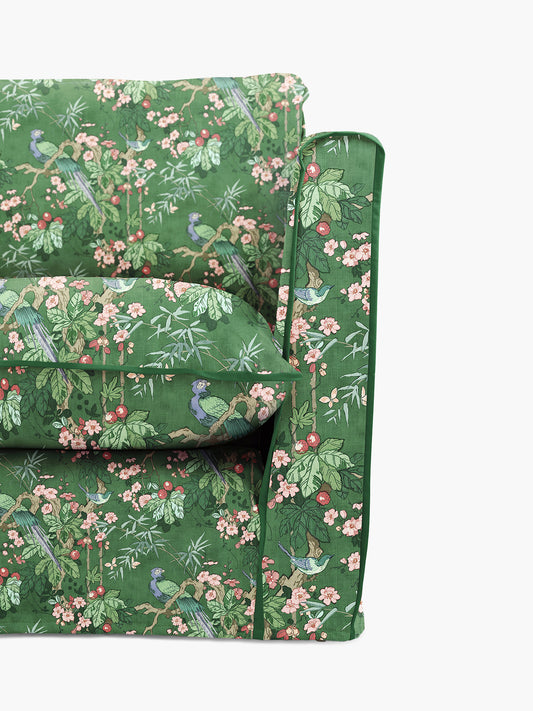 Cocobella 3 x 3 seater sofa in Belleville Juniper with Pine Velvet Trim
