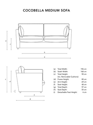Cocobella 2.5 Seater Sofa in English Garden Classic Rose with Rosewood Velvet Trim