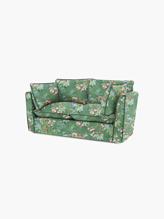 Cocobella 2 Seater Sofa in Belleville Juniper with Pine Velvet Trim