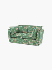 Cocobella 2 Seater Sofa in Belleville Juniper with Pine Velvet Trim