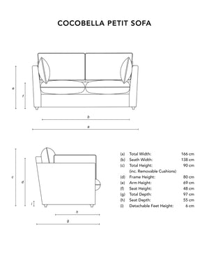 Cocobella 2 Seater Sofa in Belleville Juniper with Pine Velvet Trim