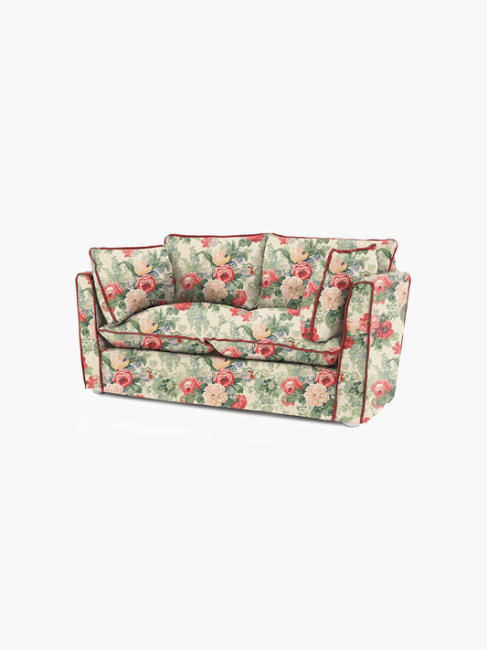 Cocobella 2 Seater Sofa in English Garden Classic Rose with Rosewood Velvet Trim