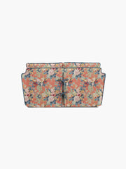 Cocobella 2 Seater Sofa in English Garden Coral Orange with Lagoon Velvet Trim