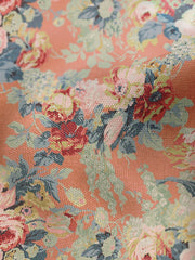 Cocobella 2 Seater Sofa in English Garden Coral Orange with Lagoon Velvet Trim