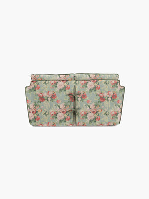 Cocobella 2 Seater Sofa in English Garden Grey Skies with Green Tea Velvet Trim