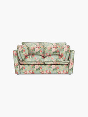 Cocobella 2 Seater Sofa in English Garden Grey Skies with Green Tea Velvet Trim